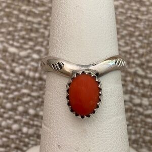 Sterling and Coral Ring